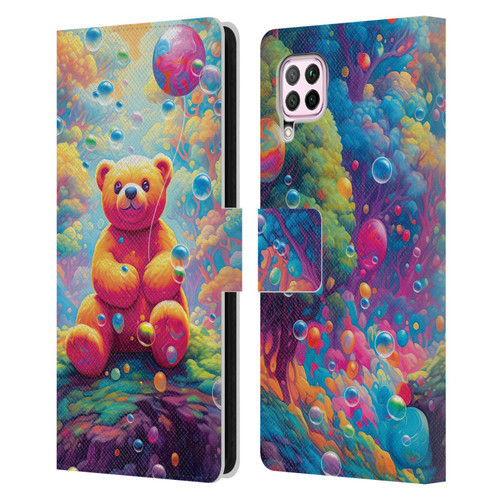 Michael David Ward Psychedelic Art Teddy Bear In Wonderland Leather Book Wallet Case Cover For Huawei Nova 6 SE / P40 Lite