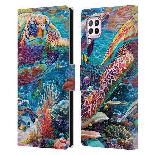Michael David Ward Psychedelic Art Turtle Magic Leather Book Wallet Case Cover For Huawei Nova 6 SE / P40 Lite