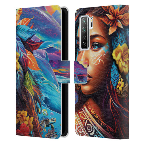Michael David Ward Psychedelic Art Ocean Spirit Leather Book Wallet Case Cover For Huawei Nova 7 SE/P40 Lite 5G
