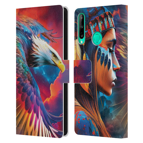 Michael David Ward Psychedelic Art Eagle Leather Book Wallet Case Cover For Huawei P40 lite E