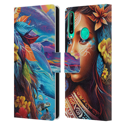 Michael David Ward Psychedelic Art Ocean Spirit Leather Book Wallet Case Cover For Huawei P40 lite E