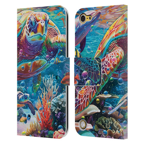 Michael David Ward Psychedelic Art Turtle Magic Leather Book Wallet Case Cover For Apple iPod Touch 5G 5th Gen