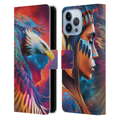 Michael David Ward Psychedelic Art Eagle Leather Book Wallet Case Cover For Apple iPhone 13 Pro Max