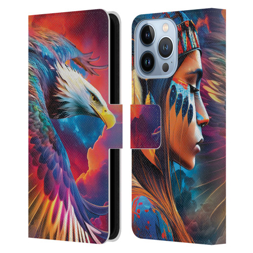 Michael David Ward Psychedelic Art Eagle Leather Book Wallet Case Cover For Apple iPhone 13 Pro