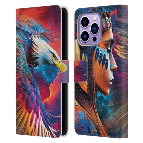 Michael David Ward Psychedelic Art Eagle Leather Book Wallet Case Cover For Apple iPhone 14 Pro Max