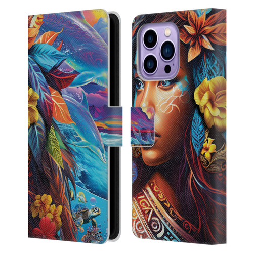 Michael David Ward Psychedelic Art Ocean Spirit Leather Book Wallet Case Cover For Apple iPhone 14 Pro Max
