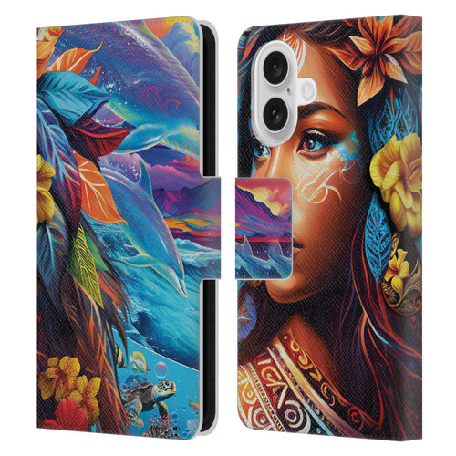 Michael David Ward Psychedelic Art Ocean Spirit Leather Book Wallet Case Cover For Apple iPhone 16