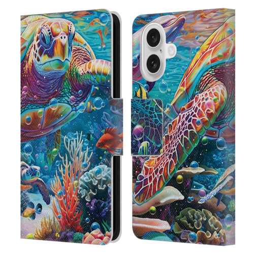 Michael David Ward Psychedelic Art Turtle Magic Leather Book Wallet Case Cover For Apple iPhone 16