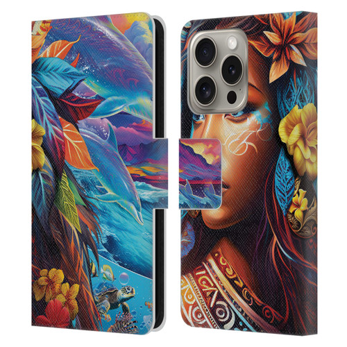Michael David Ward Psychedelic Art Ocean Spirit Leather Book Wallet Case Cover For Apple iPhone 16 Pro