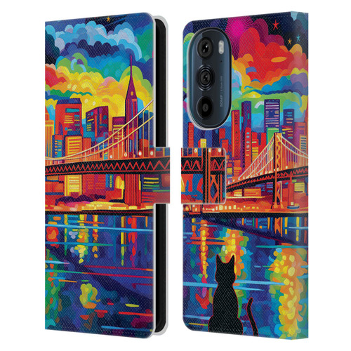 Michael David Ward Psychedelic Art Midnight In San Francisco Leather Book Wallet Case Cover For Motorola Edge 30