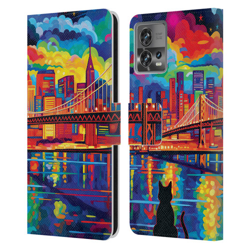 Michael David Ward Psychedelic Art Midnight In San Francisco Leather Book Wallet Case Cover For Motorola Moto Edge 30 Fusion