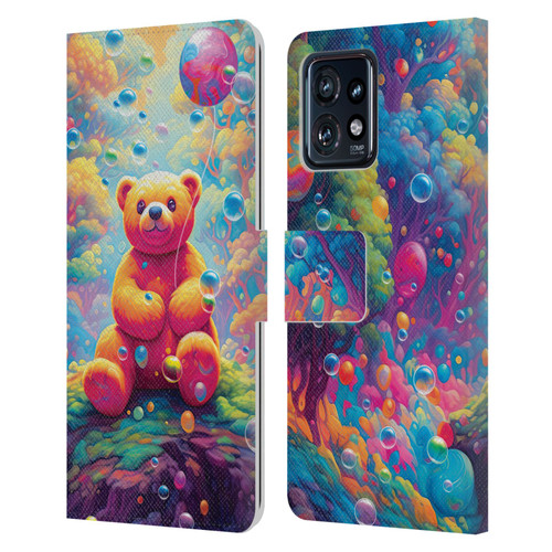 Michael David Ward Psychedelic Art Teddy Bear In Wonderland Leather Book Wallet Case Cover For Motorola Moto Edge 40 Pro
