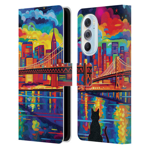 Michael David Ward Psychedelic Art Midnight In San Francisco Leather Book Wallet Case Cover For Motorola Edge X30