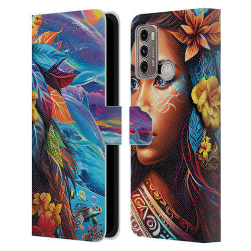 Michael David Ward Psychedelic Art Ocean Spirit Leather Book Wallet Case Cover For Motorola Moto G60 / Moto G40 Fusion