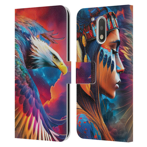 Michael David Ward Psychedelic Art Eagle Leather Book Wallet Case Cover For Motorola Moto G41