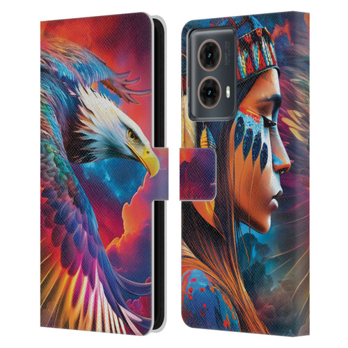 Michael David Ward Psychedelic Art Eagle Leather Book Wallet Case Cover For Motorola Moto G85