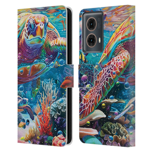Michael David Ward Psychedelic Art Turtle Magic Leather Book Wallet Case Cover For Motorola Moto G85