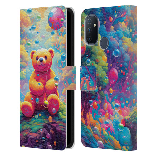 Michael David Ward Psychedelic Art Teddy Bear In Wonderland Leather Book Wallet Case Cover For OnePlus Nord N100