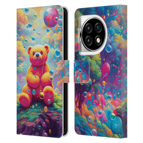 Michael David Ward Psychedelic Art Teddy Bear In Wonderland Leather Book Wallet Case Cover For OPPO OnePlus Ace 3 5G