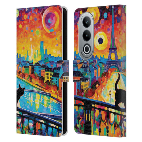 Michael David Ward Psychedelic Art Midnight Cat In Paris Leather Book Wallet Case Cover For OPPO OnePlus Ace 3V 5G