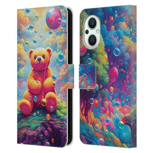 Michael David Ward Psychedelic Art Teddy Bear In Wonderland Leather Book Wallet Case Cover For OPPO Reno8 Lite