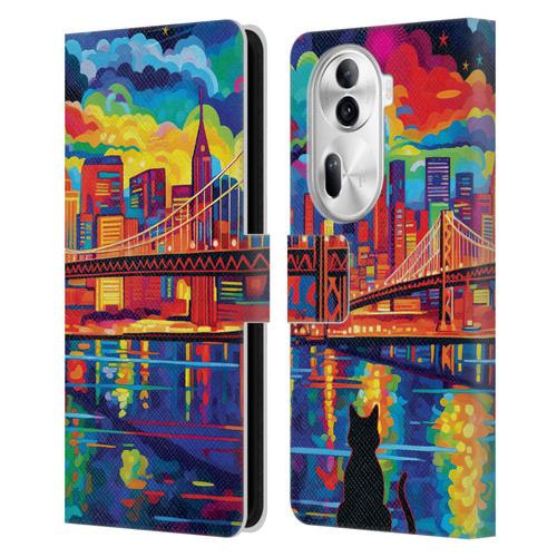 Michael David Ward Psychedelic Art Midnight In San Francisco Leather Book Wallet Case Cover For OPPO Reno11
