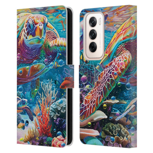 Michael David Ward Psychedelic Art Turtle Magic Leather Book Wallet Case Cover For OPPO Reno12 5G