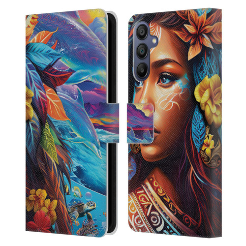 Michael David Ward Psychedelic Art Ocean Spirit Leather Book Wallet Case Cover For Samsung Galaxy A15