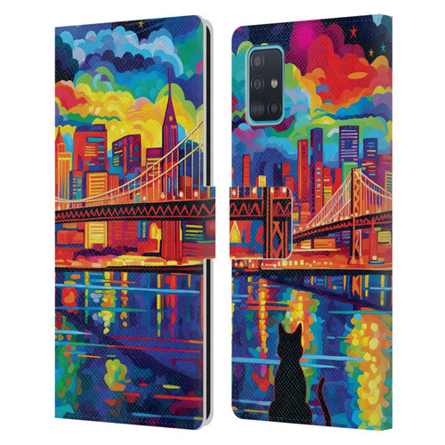 Michael David Ward Psychedelic Art Midnight In San Francisco Leather Book Wallet Case Cover For Samsung Galaxy A51 (2019)
