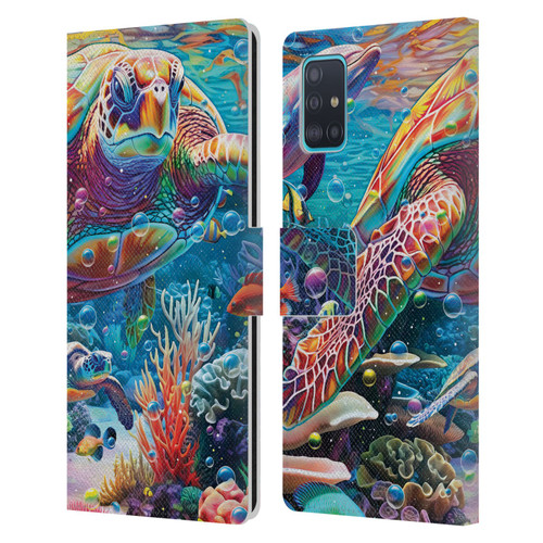 Michael David Ward Psychedelic Art Turtle Magic Leather Book Wallet Case Cover For Samsung Galaxy A51 (2019)