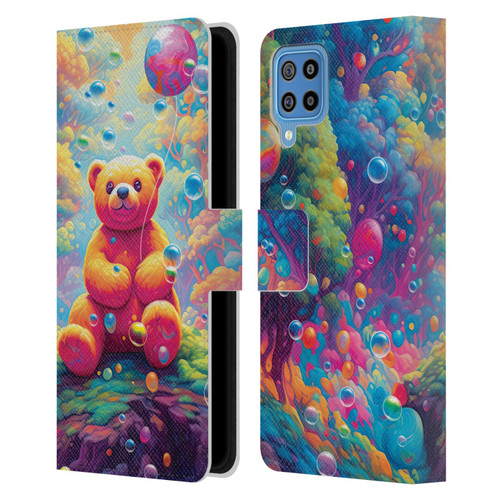 Michael David Ward Psychedelic Art Teddy Bear In Wonderland Leather Book Wallet Case Cover For Samsung Galaxy F22 (2021)