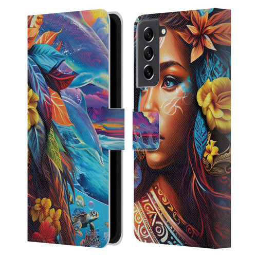 Michael David Ward Psychedelic Art Ocean Spirit Leather Book Wallet Case Cover For Samsung Galaxy S21 FE 5G