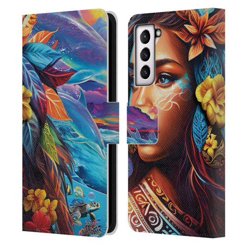Michael David Ward Psychedelic Art Ocean Spirit Leather Book Wallet Case Cover For Samsung Galaxy S21 5G
