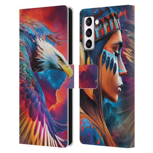 Michael David Ward Psychedelic Art Eagle Leather Book Wallet Case Cover For Samsung Galaxy S21+ 5G