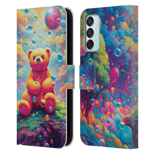 Michael David Ward Psychedelic Art Teddy Bear In Wonderland Leather Book Wallet Case Cover For Samsung Galaxy M15/F15 5G