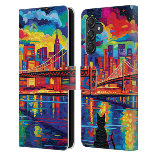 Michael David Ward Psychedelic Art Midnight In San Francisco Leather Book Wallet Case Cover For Samsung Galaxy M55 5G
