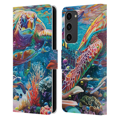Michael David Ward Psychedelic Art Turtle Magic Leather Book Wallet Case Cover For Samsung Galaxy S23+ 5G