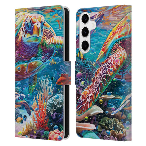Michael David Ward Psychedelic Art Turtle Magic Leather Book Wallet Case Cover For Samsung Galaxy S24+ 5G