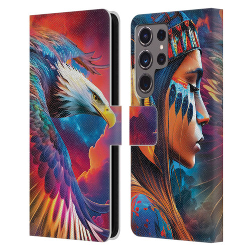 Michael David Ward Psychedelic Art Eagle Leather Book Wallet Case Cover For Samsung Galaxy S24 Ultra 5G
