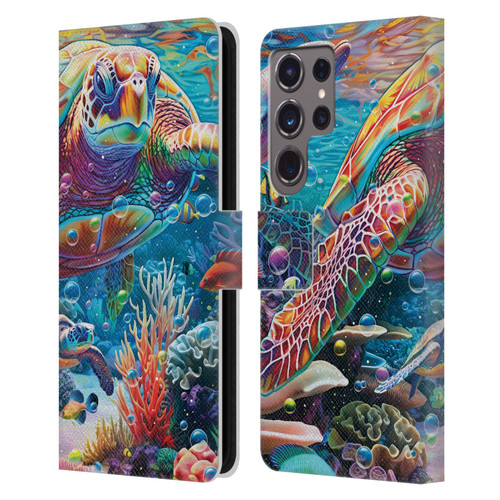 Michael David Ward Psychedelic Art Turtle Magic Leather Book Wallet Case Cover For Samsung Galaxy S24 Ultra 5G