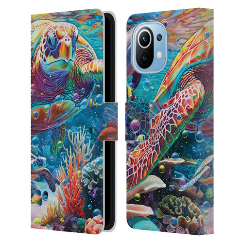 Michael David Ward Psychedelic Art Turtle Magic Leather Book Wallet Case Cover For Xiaomi Mi 11
