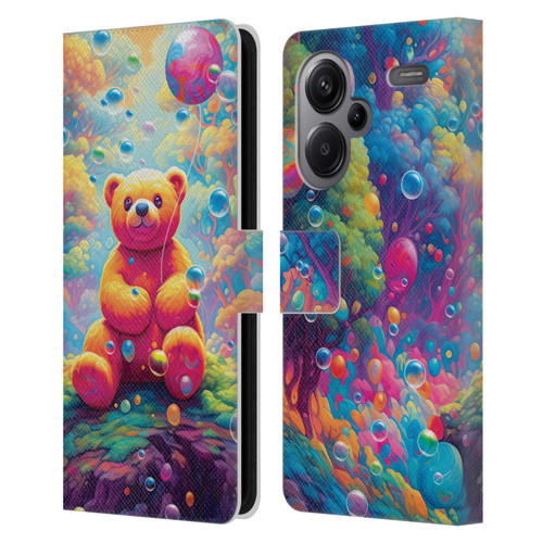 Michael David Ward Psychedelic Art Teddy Bear In Wonderland Leather Book Wallet Case Cover For Xiaomi Redmi Note 13 Pro Plus 5G