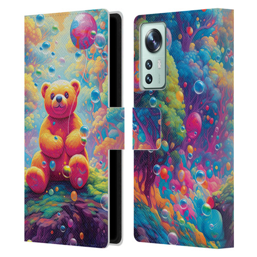Michael David Ward Psychedelic Art Teddy Bear In Wonderland Leather Book Wallet Case Cover For Xiaomi 12