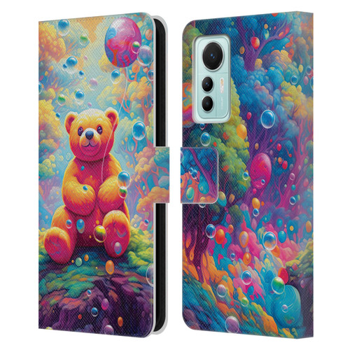 Michael David Ward Psychedelic Art Teddy Bear In Wonderland Leather Book Wallet Case Cover For Xiaomi 12 Lite