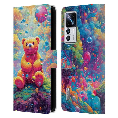 Michael David Ward Psychedelic Art Teddy Bear In Wonderland Leather Book Wallet Case Cover For Xiaomi 12T Pro