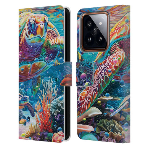 Michael David Ward Psychedelic Art Turtle Magic Leather Book Wallet Case Cover For Xiaomi 14