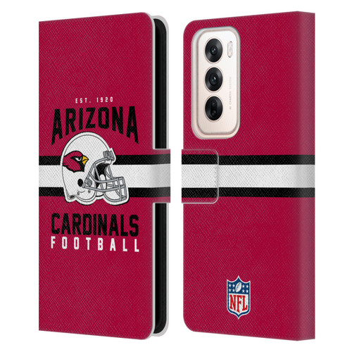 NFL Arizona Cardinals Graphics Helmet Typography Leather Book Wallet Case Cover For OPPO Reno12 5G
