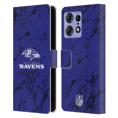 NFL Baltimore Ravens Graphics Coloured Marble Leather Book Wallet Case Cover For Motorola Edge 50 Pro