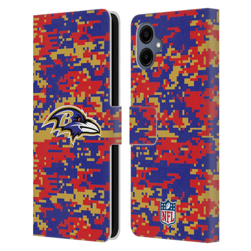 NFL Baltimore Ravens Graphics Digital Camouflage Leather Book Wallet Case Cover For Samsung Galaxy A06 4G