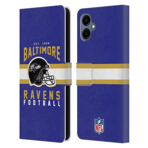 NFL Baltimore Ravens Graphics Helmet Typography Leather Book Wallet Case Cover For Samsung Galaxy A06 4G